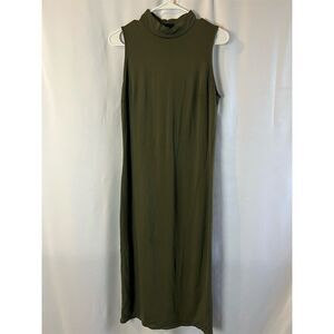 Who What Wear Women's Mock Neck Sleeveless Green Midi Dress Standard Size M